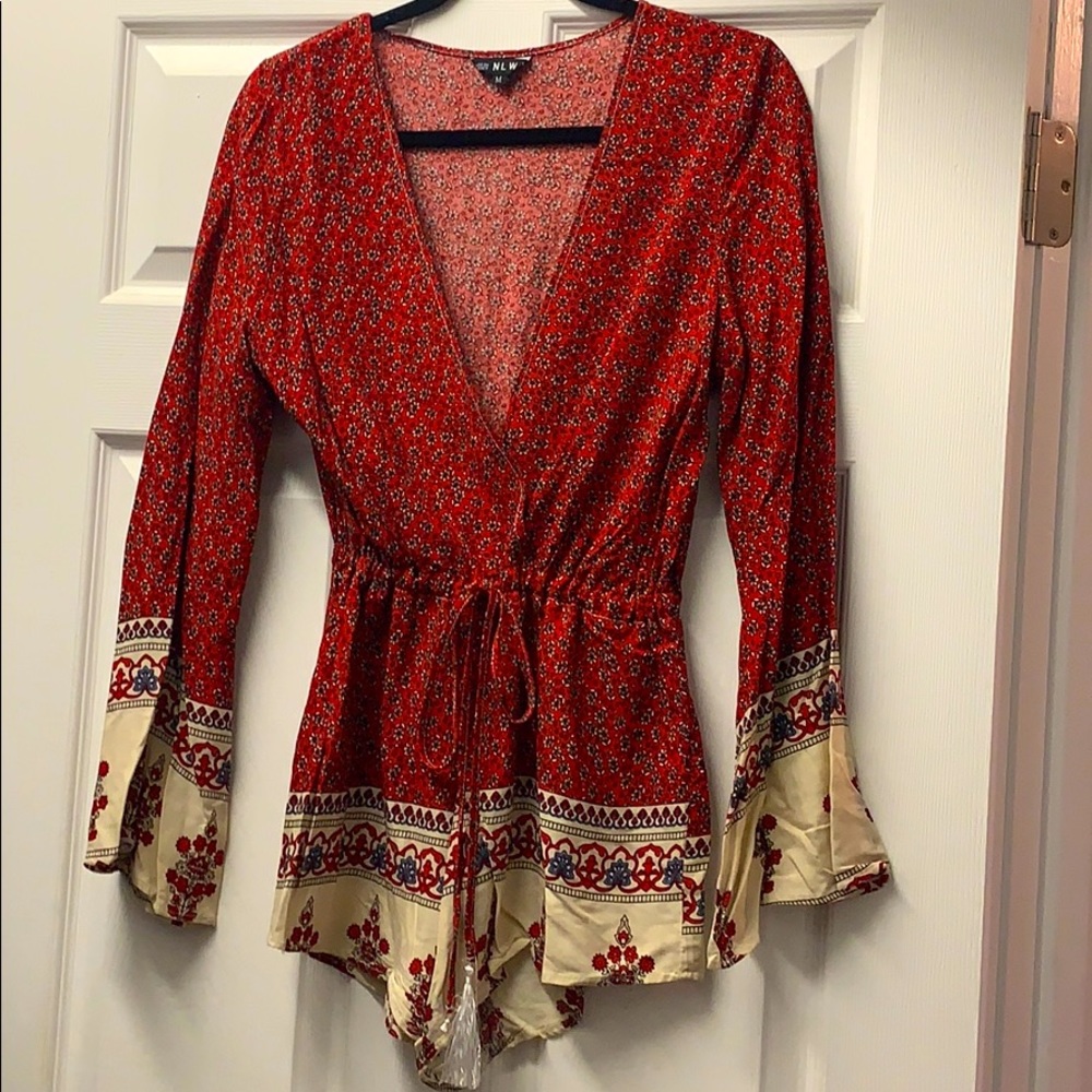 Red and White Romper
